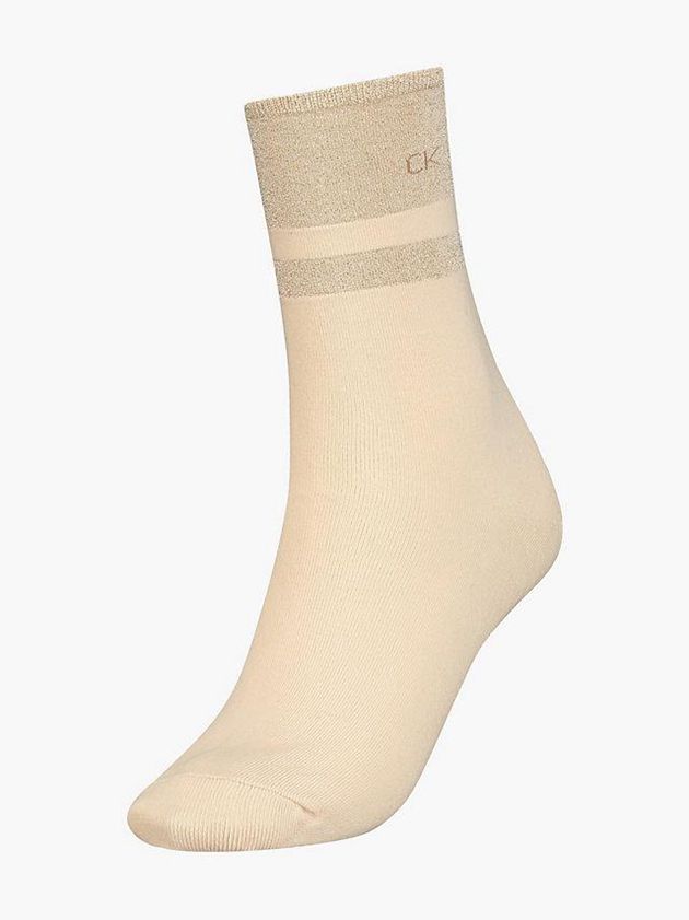 Calvin Klein USA Lurex Gift Box Womens Socks Beige 6245180-RP